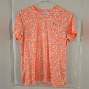 Under Armour Coral and White Patterned Tee Top